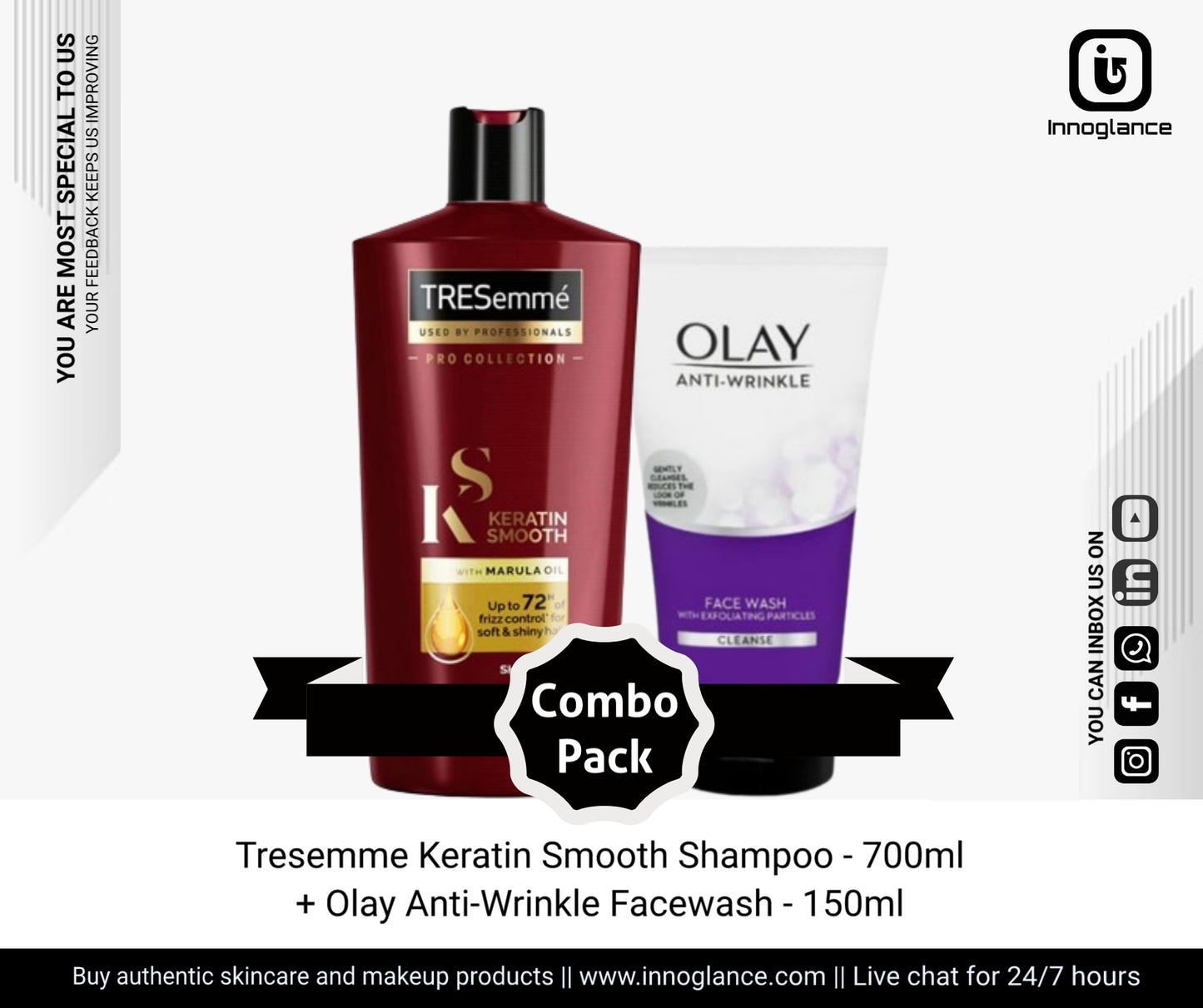 Combo Pack | Tresemme Keratin Shampoo & Olay Facewash