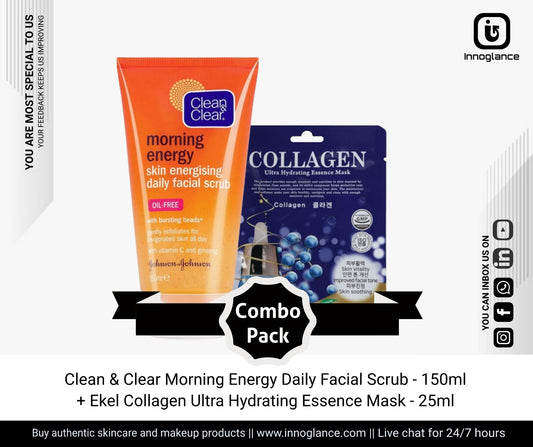 Combo Pack | Clean & Clear Facial Scrub & Collagen Mask