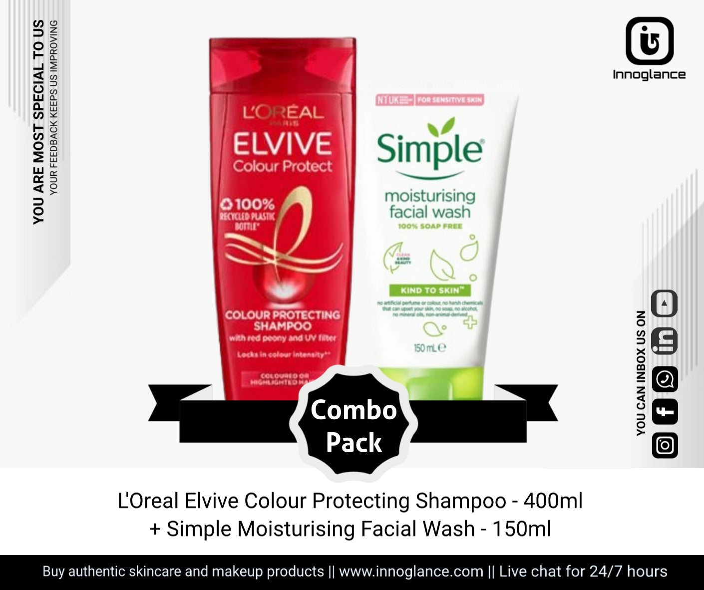 Combo Pack | Loreal Colour Protecting Shampoo & Simple Facewash