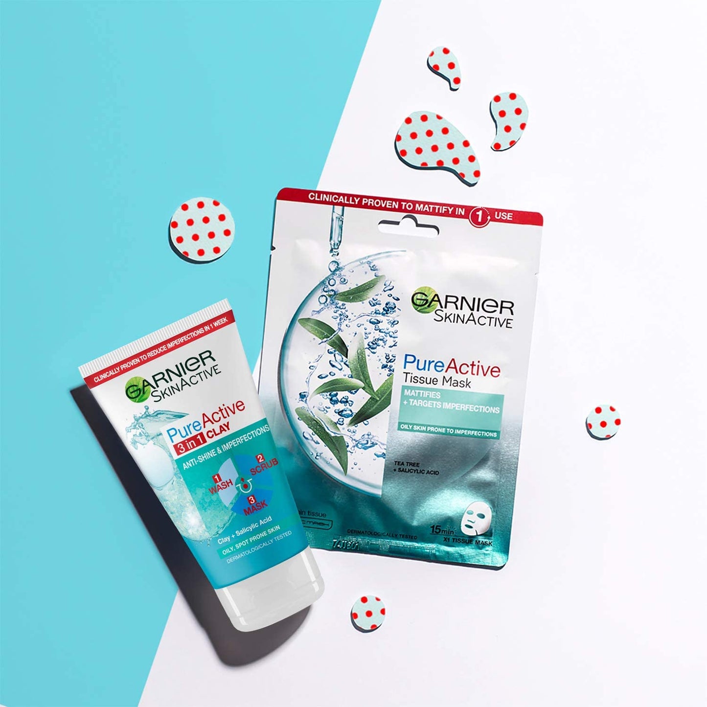 Garnier Pure Active 3 in 1 Clay Wash Scrub & Mask - 150ml