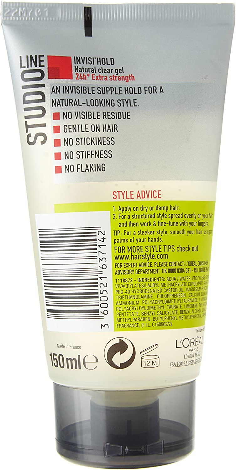 Loreal Studio Line Invisible Hold Extra Strength 8 Clear Hair Gel - 150ml